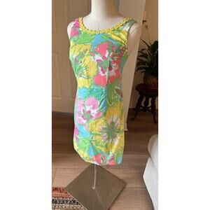Lilly Pulitzer DELIA Shift Dress SHORELY BLUE Big Flirt Pink Green Blue 00 READ